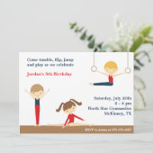 Gymnastics Boy and Girl Birthday Party Invitation Kaart (Staand voorkant)