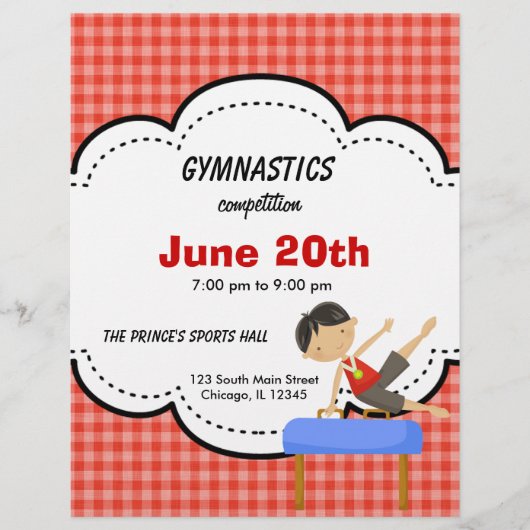 Gymnastics Boy Competition (Red) Flyer (Voorkant)