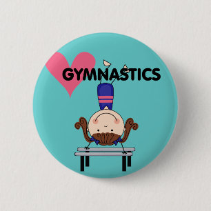 GYMNASTICS - Brunette Girl Handtribunes Ronde Button 5,7 Cm