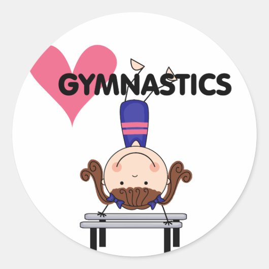 GYMNASTICS - Brunette Girl Handtribunes Ronde Sticker (Voorkant)