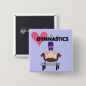 GYMNASTICS - Brunette Girl Handtribunes Vierkante Button 5,1 Cm (Voorkant /achterkant)