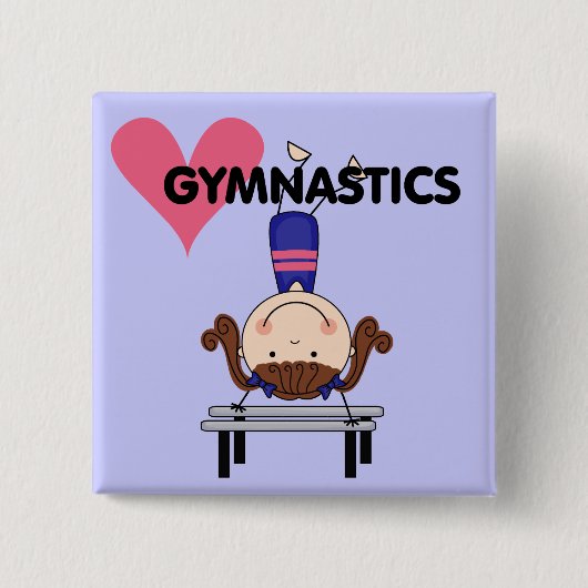 GYMNASTICS - Brunette Girl Handtribunes Vierkante Button 5,1 Cm (Voorkant)