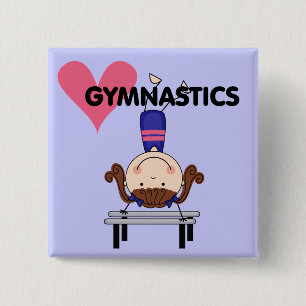 GYMNASTICS - Brunette Girl Handtribunes Vierkante Button 5,1 Cm
