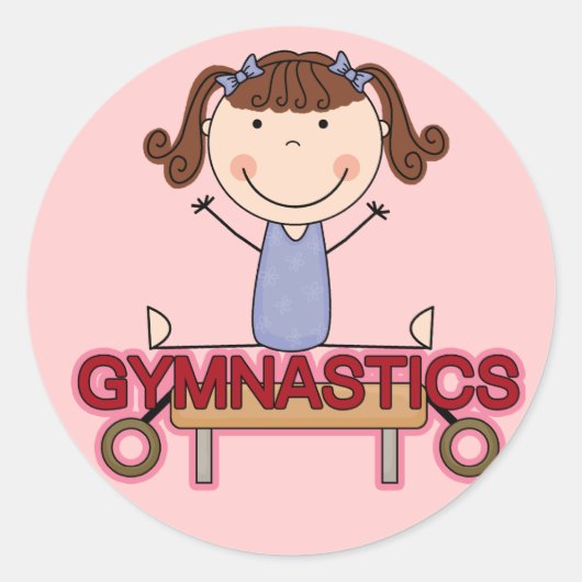 GYMNASTICS - Brunette Girl Splits Tshirts and Gift Ronde Sticker (Voorkant)