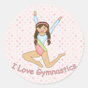 Gymnastics Brunette Ronde Sticker
