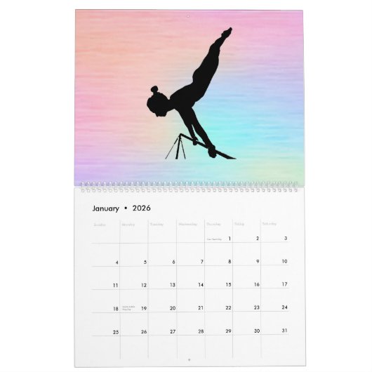Gymnastics Cherry Sparkle Swirl Calendar Kalender (Jan 2026)