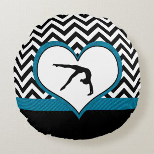 Gymnastics Chevron Heart in Black Rond Kussen