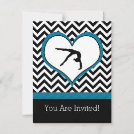 Gymnastics Chevron Heart Personal Party Invitation Kaart