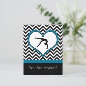 Gymnastics Chevron Heart Personal Party Invitation Kaart (Staand voorkant)