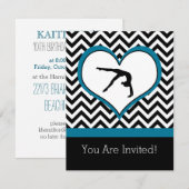 Gymnastics Chevron Heart Personal Party Invitation Kaart (Voorkant / Achterkant)