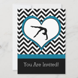 Gymnastics Chevron Heart Personal Party Invitation Kaart