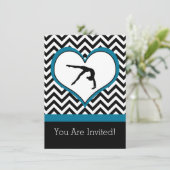 Gymnastics Chevron Heart Personal Party Invitation Kaart (Staand voorkant)