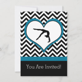 Gymnastics Chevron Heart Personal Party Invitation Kaart