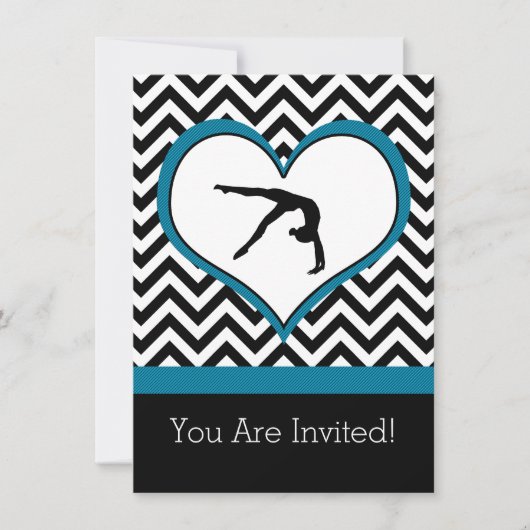 Gymnastics Chevron Heart Personal Party Invitation Kaart (Voorkant)