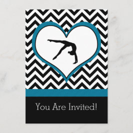 Gymnastics Chevron Heart Personal Party Invitation Kaart