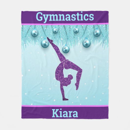 Gymnastics Christmas Purple Aqua Personalized    Fleece Deken (Voorkant)
