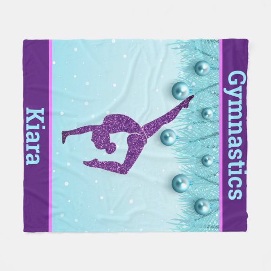 Gymnastics Christmas Purple Aqua Personalized    Fleece Deken (Voorkant (Horizontaal))