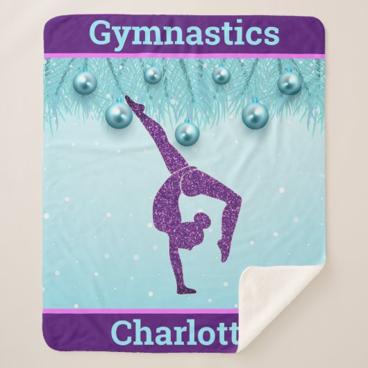 Gymnastics Christmas Purple Aqua Personalized  Sherpa Deken (Voorkant)
