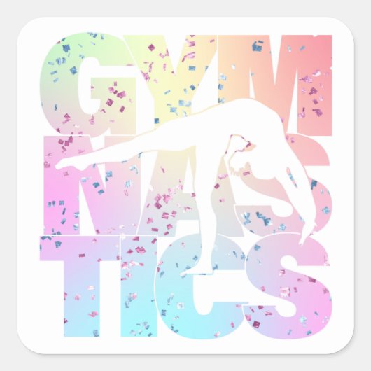 Gymnastics Confetti Letters Vierkante Sticker (Voorkant)