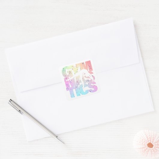 Gymnastics Confetti Letters Vierkante Sticker (Envelop)