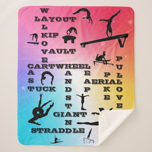 Gymnastics Crossword Rainbow Stars Sherpa Blanket Deken (Voorkant)