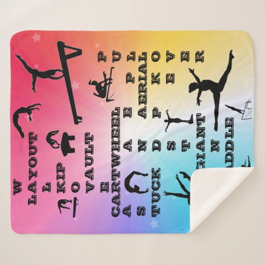 Gymnastics Crossword Rainbow Stars Sherpa Blanket Sherpa Deken (Voorkant (horizontaal))