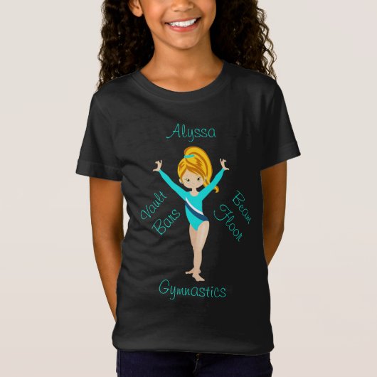 Gymnastics Deep Blonde, Hazel Eyes, Turquoise Leo T-shirt (Voorkant)