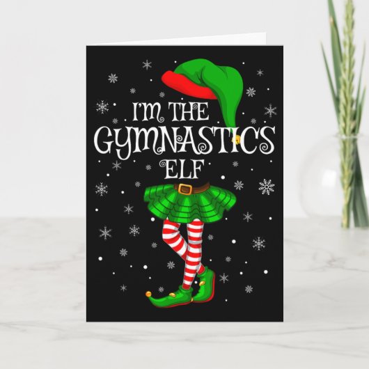 Gymnastics Elf Christmas Matching Family Women Gir Kaart (Voorkant)