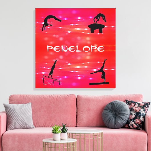 Gymnastics Events Stretched Canvas Print met naam (Insitu (Woonkamer))