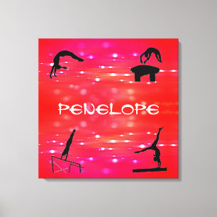 Gymnastics Events Stretched Canvas Print met naam