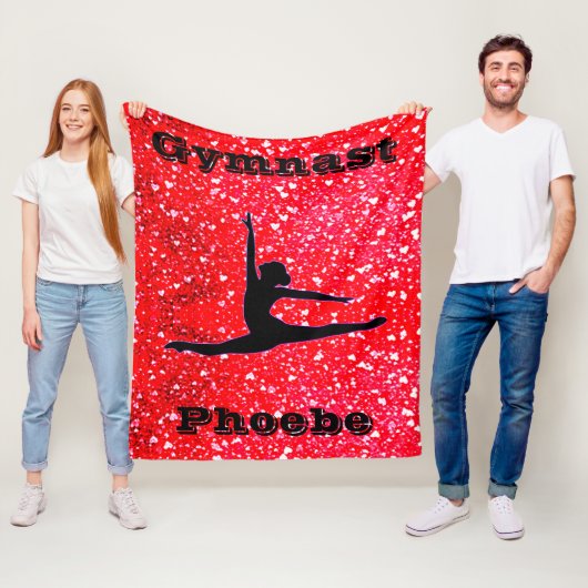 Gymnastics Fleece Blanket for Girls w / Hearts (In situ)