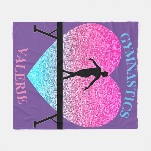 Gymnastics Fleece Blanket w/ Name of Gymnast (Voorkant (Horizontaal))