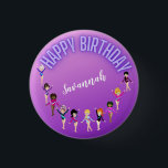 Gymnastics Friends "Happy Birthday" Paarse Ombre Ronde Button 3,2 Cm<br><div class="desc">Gymnastiek Friends "Happy Birthday" Paarse Ombre Party design,  gepersonaliseerd met de naam van je gymnast!</div>
