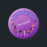 Gymnastics Friends "Happy Birthday" Paarse Ombre Ronde Button 3,2 Cm<br><div class="desc">Gymnastiek Friends "Happy Birthday" Paarse Ombre Party design,  gepersonaliseerd met de naam van je gymnast!</div>
