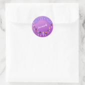 Gymnastics Friends "Happy Birthday" Paarse Ombre Ronde Sticker (Tas)