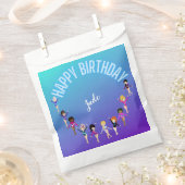 Gymnastics Friends "Happy Birthday" Turquoise Bedankzakje (Geknipt)