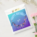 Gymnastics Friends "Happy Birthday" Turquoise Bedankzakje<br><div class="desc">Gymnastiek Vrienden "Happy Birthday" Turquoise en Paarse gradiëntparty design gepersonaliseerd met de naam van je gymnast!</div>