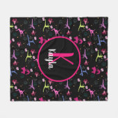 Gymnastics Fun Print Monogramed Fleece Deken (Voorkant (Horizontaal))