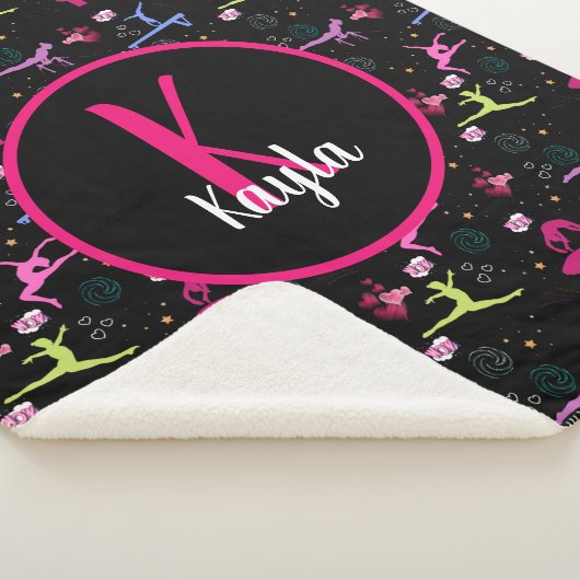Gymnastics Fun Print Monogramed Sherpa Deken (3/4)