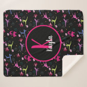 Gymnastics Fun Print Monogramed Sherpa Deken (Voorkant (horizontaal))