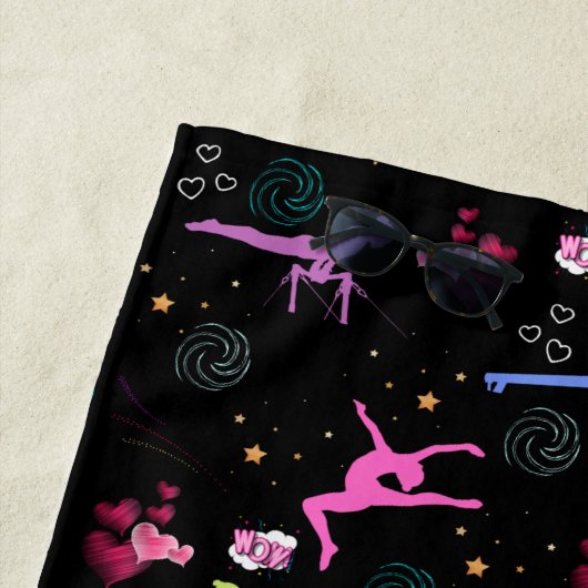 Gymnastics Fun Print Monogramed Strandlaken (In situ)
