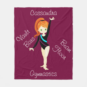 Gymnastics Ginger Hair, Green Eyes, Black Leo Fleece Deken