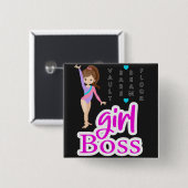 Gymnastics Girl Boss Vierkante Button 5,1 Cm (Voorkant /achterkant)