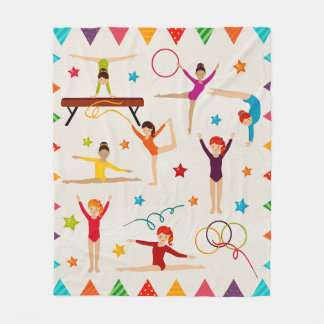 GYMNASTICS GIRL CLIPART QUILT FLEECE DEKEN