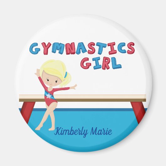 Gymnastics Girl Cute Blonde Gymnast Personalized Magneet (Voorkant)