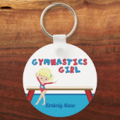 Gymnastics Girl Cute Blonde Gymnast Personalized Sleutelhanger (Voorkant)