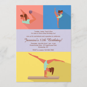 Gymnastics Girl Invitation Kaart