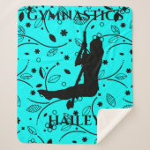 GYMNASTICS GIRL OP ROPES BLAUWGROEN BLANKET. SHERPA DEKEN (Voorkant)