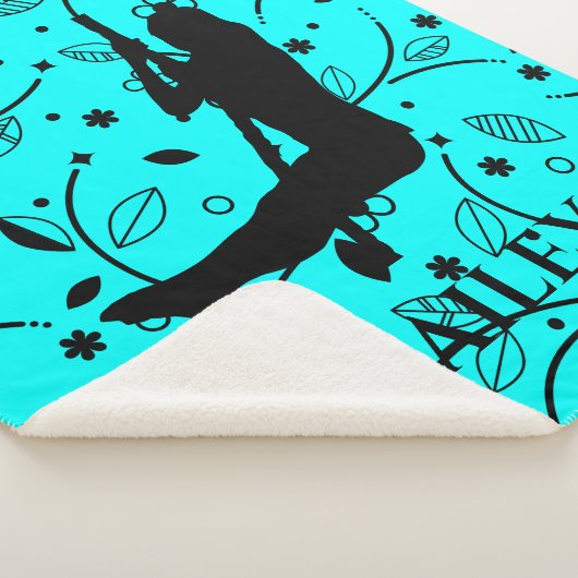 GYMNASTICS GIRL OP ROPES BLAUWGROEN BLANKET. SHERPA DEKEN (3/4)