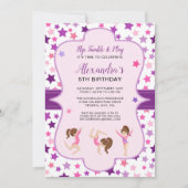 Gymnastics Girl Stars Birthday Party Kaart (Voorkant)